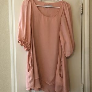 Light rose colored tunic mini dress with pockets!
